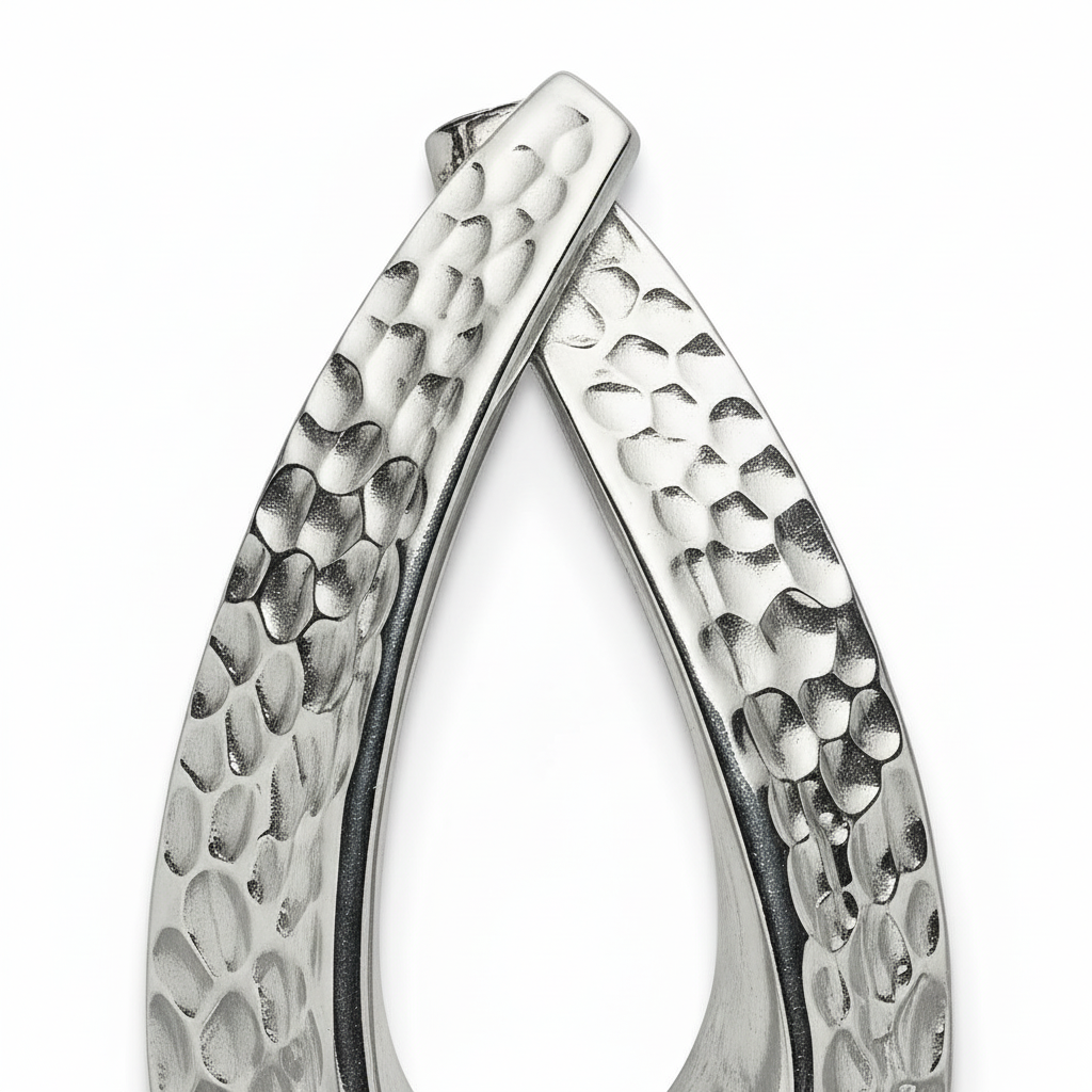 Silver-Tone Twisted Leaf Drop Earrings with Hammered Texture Finish