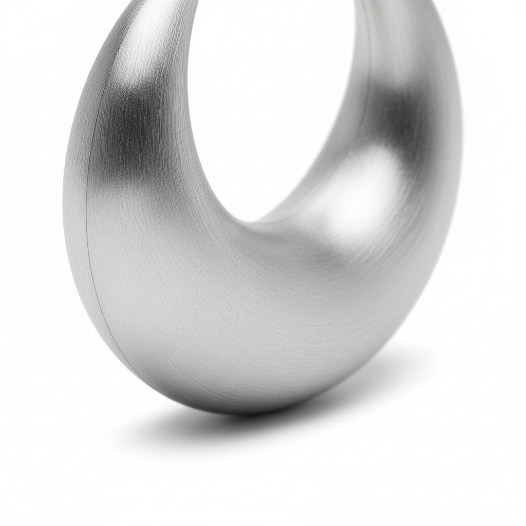 Silver-Tone Crescent Moon Hoop Earrings with Satin Brushed Finish